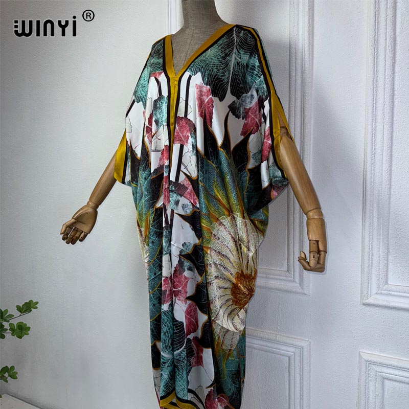 WINYI 아프리카 V넥 원피스 프린트 비치 웨어, 여 - Robe Silk Women 리뷰 및 가격