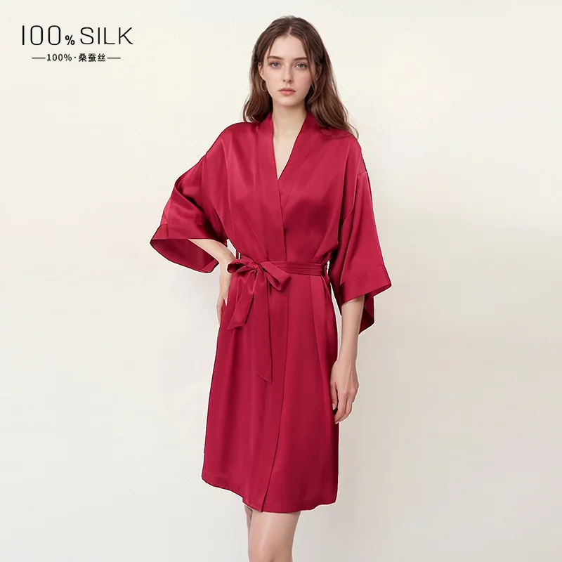 여성용 순수 뽕나무 실크 목욕 가운 우아한 긴소매 기모 - Robe Silk Women 리뷰 및 가격