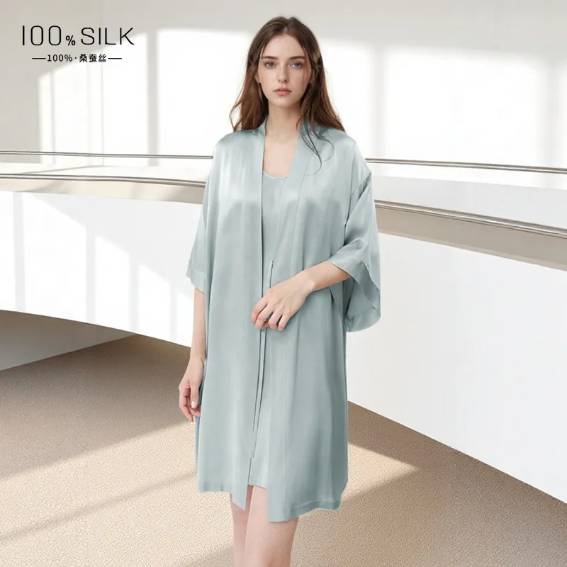 여성용 순수 뽕나무 실크 목욕 가운 우아한 긴소매 기모 - Robe Silk Women 리뷰 및 가격