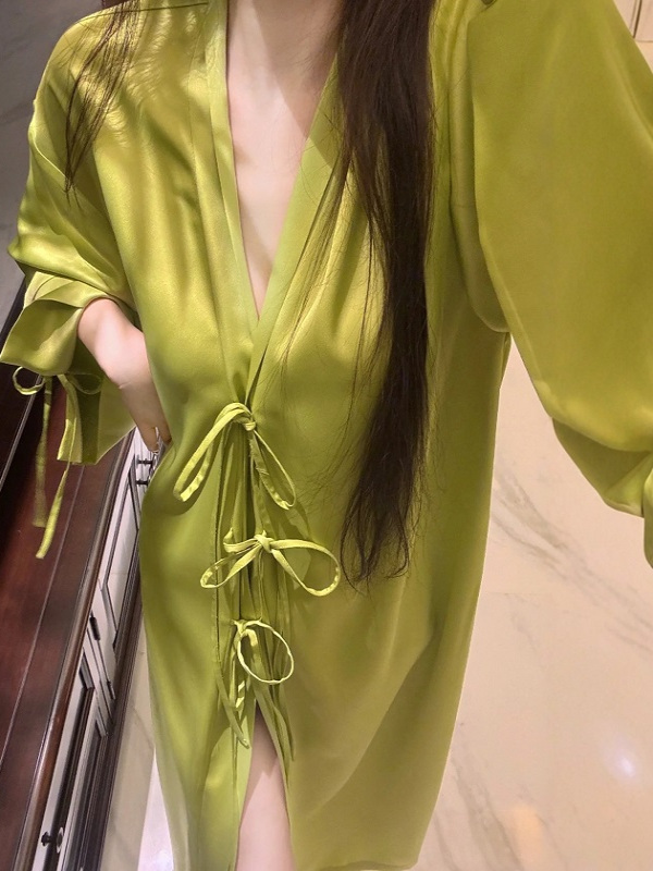경량 긴팔 아이스 실크 오픈 가디건 로브 여성 여름 피 - Robe Silk Women 리뷰 및 가격